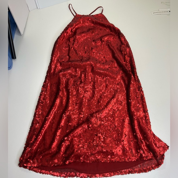 NBD Yours Truly Red Sequin Mini Dress Cocktail Semi-Formal Size Large - Picture 12 of 16
